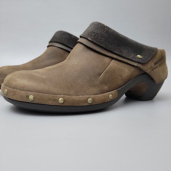 Merrell Womens 8.5 Clogs Mules Luxe Wrap Bitter Chocolate Brown Leather Shoes - Picture 13 of 13
